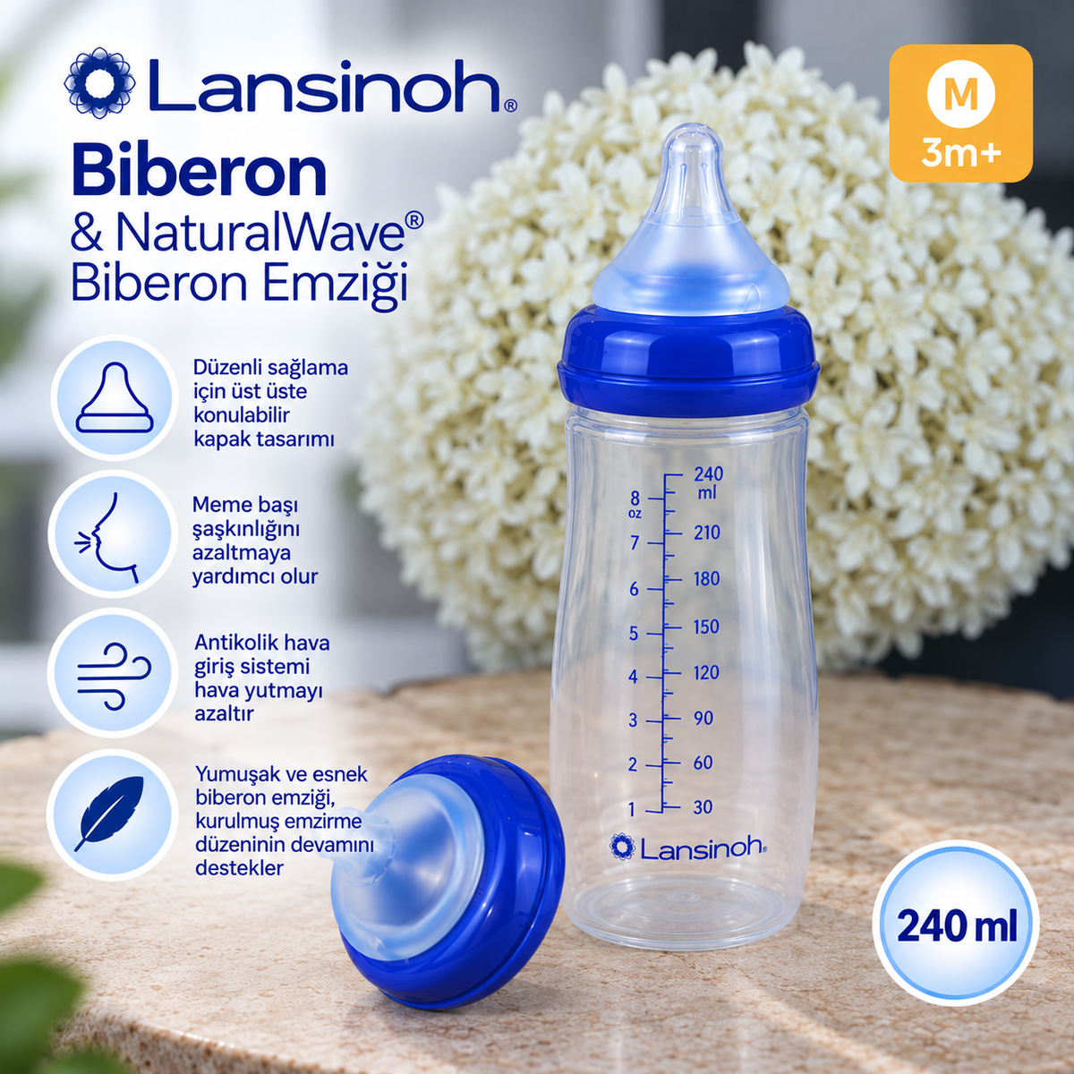 240 ml Biberon & Biberon Emziği – 3 Ay+