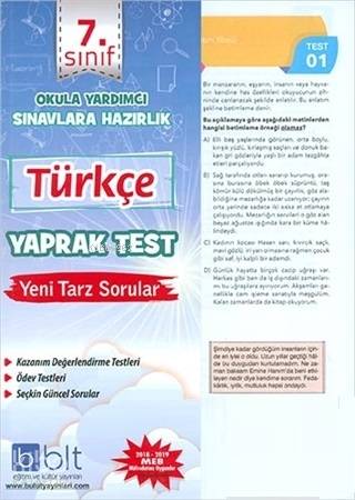 Bulut Eğitim ve Kültür Yayınları Eğitim 6. Sınıf Türkçe Çek Kopar Yaprak Test