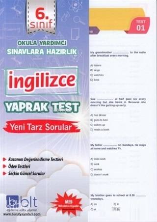 Bulut Eğitim ve Kültür Yayınları Eğitim 6. Sınıf İngilizce Çek Kopar Yaprak Test