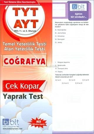 Bulut Eğitim ve Kültür Yayınları Eğitim TYT AYT Coğrafya Çek Kopar Yaprak Test