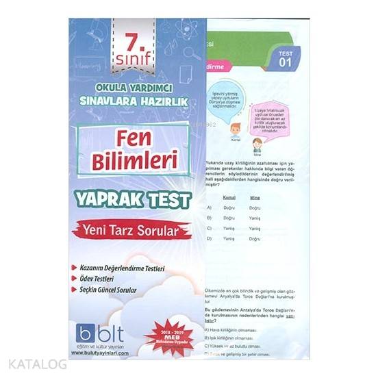 Bulut Eğitim ve Kültür Yayınları Eğitim 7. Sınıf Fen Bilimleri Yaprak Test Yeni