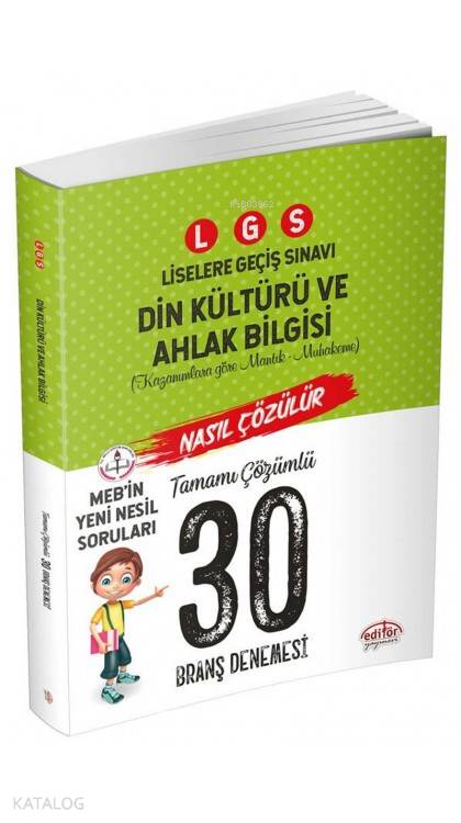 Editör Yayınları 8. Sınıf LGS Din Kültürü ve Ahlak Bilgisi Tamamı Çözümlü 30 Deneme Sınavı