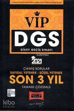 Yargı Yayınevi 2021 DGS VIP Sayısal Sözel Yetenek Son 3 Yıl Tamamı Çözümlü Çıkmış Sorular