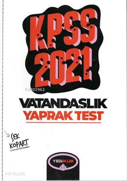 Yediiklim Yayınları KPSS 2021 Genel Kültür Vatandaşlık Çek Kopart Yaprak Test