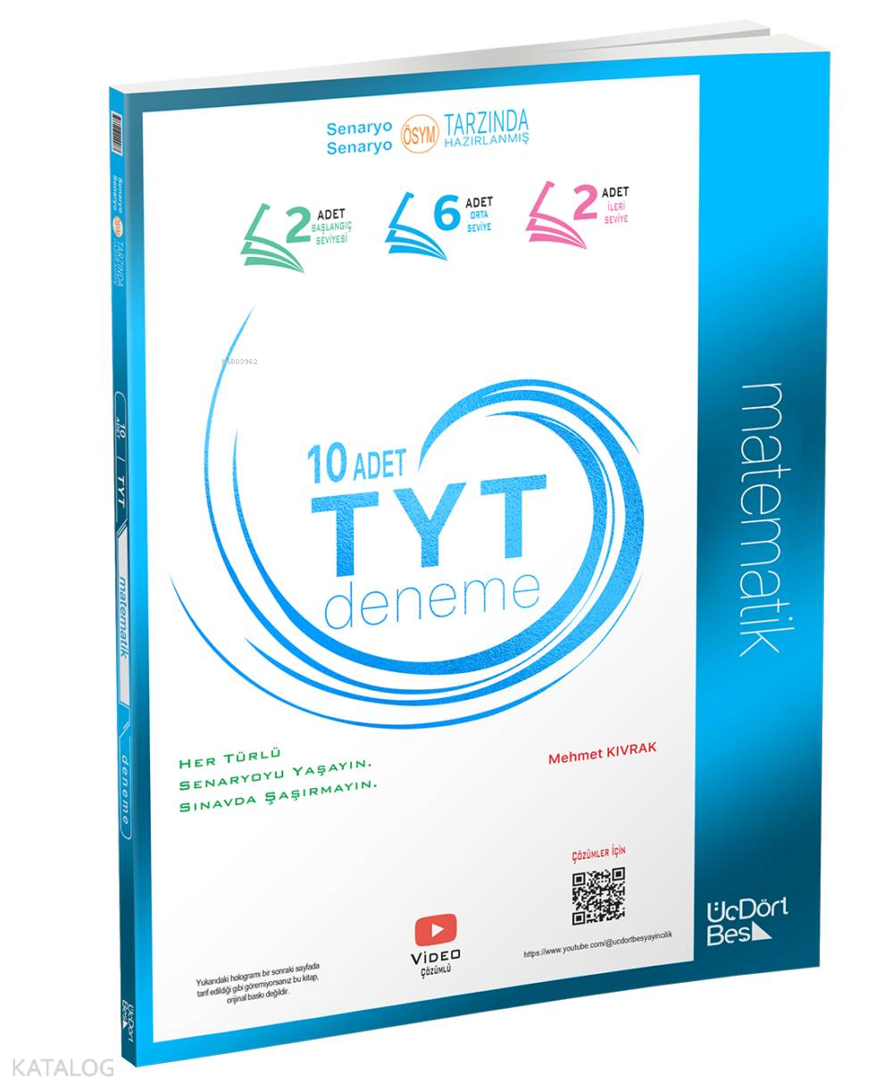 Üç Dört Beş Yayınları TYT Matematik 12 Adet Deneme Üç Dört Beş