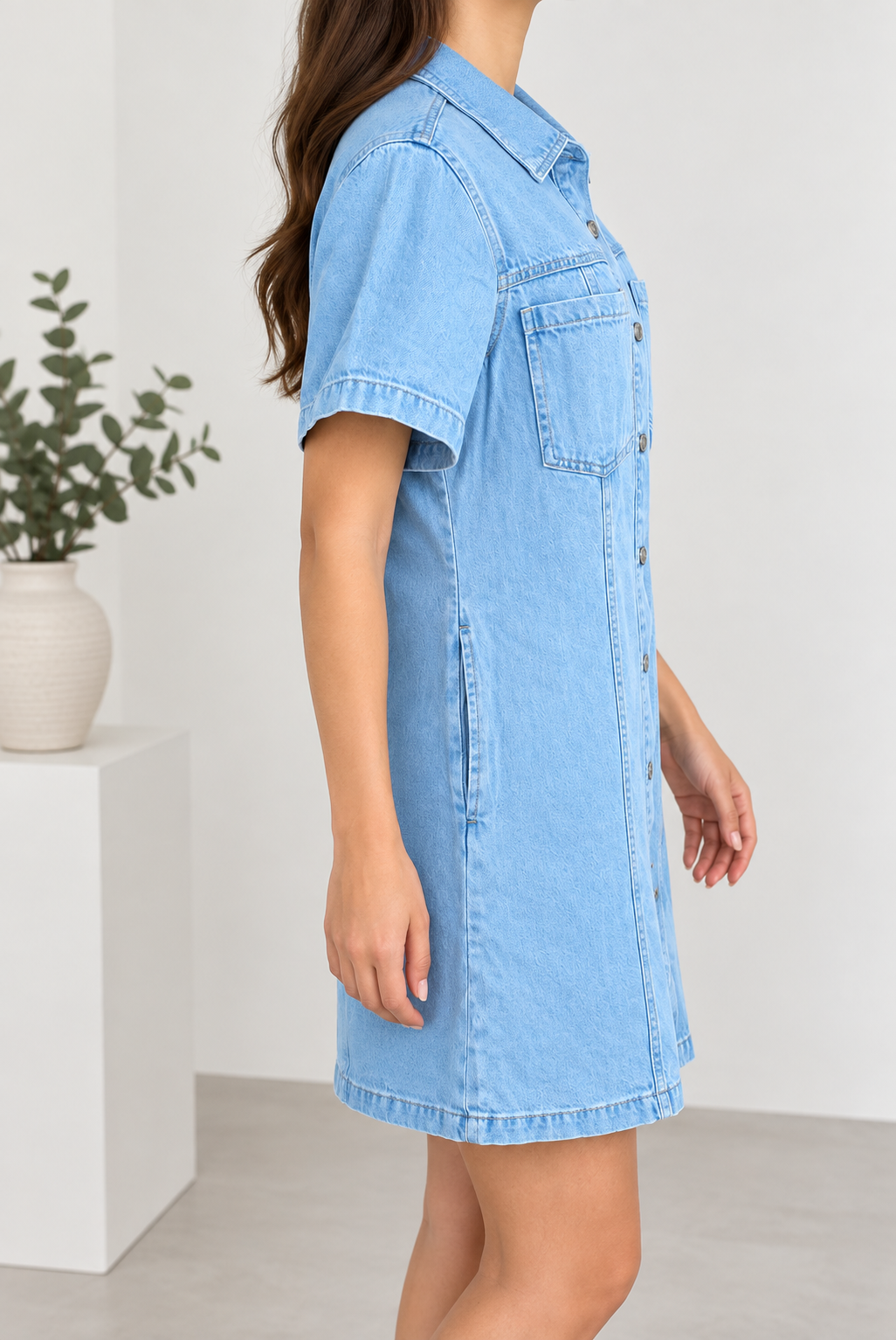 UltraSoft Denim Mini Gömlek Elbise