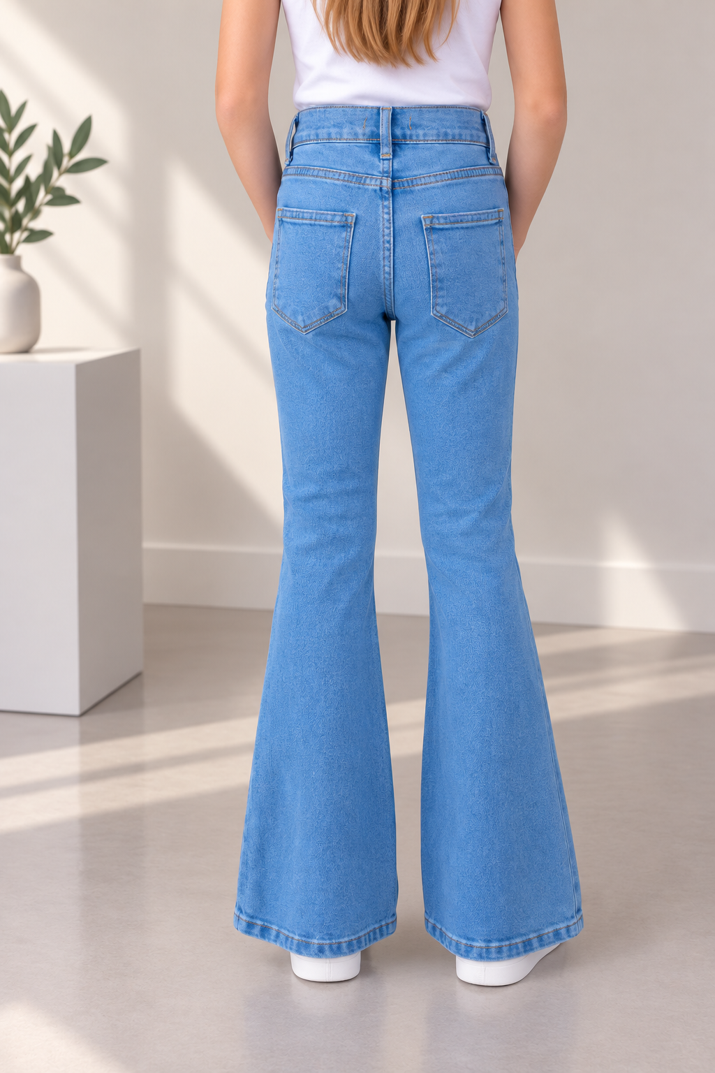 kalp detaylı kız çocuk jean pantolon,