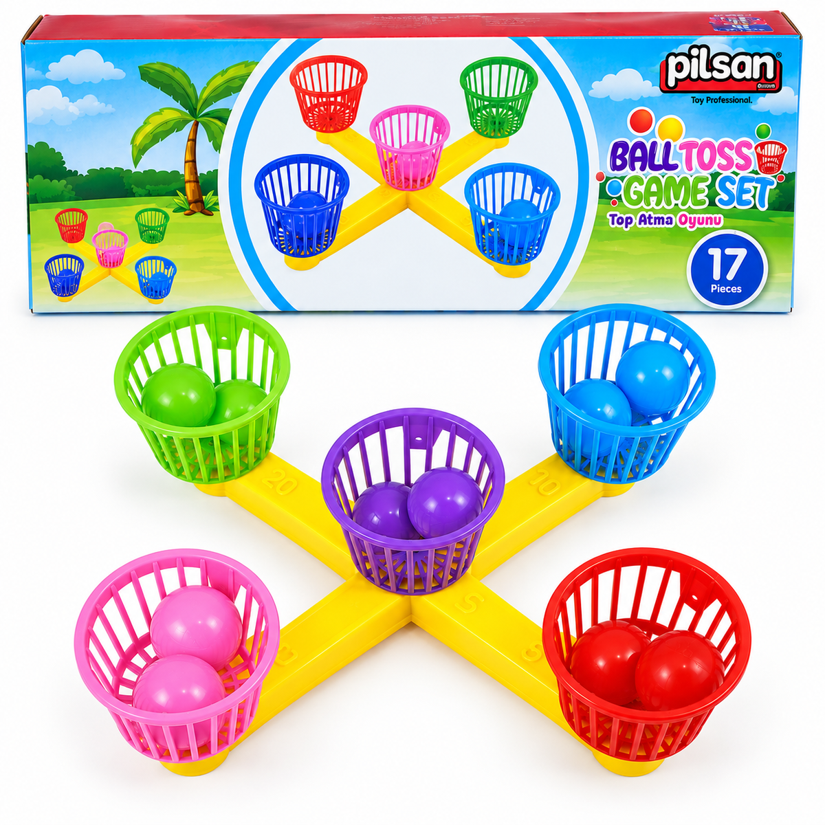 Pilsan Ball Toss Game Set Top Atma Oyunu – 17 Parça – Kutusu Hasarlı SIFIR ÜRÜN