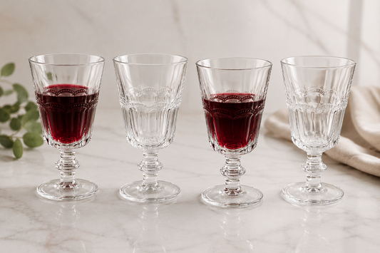4'lü Dekoratif Cam Kadeh Seti – 220 ml
