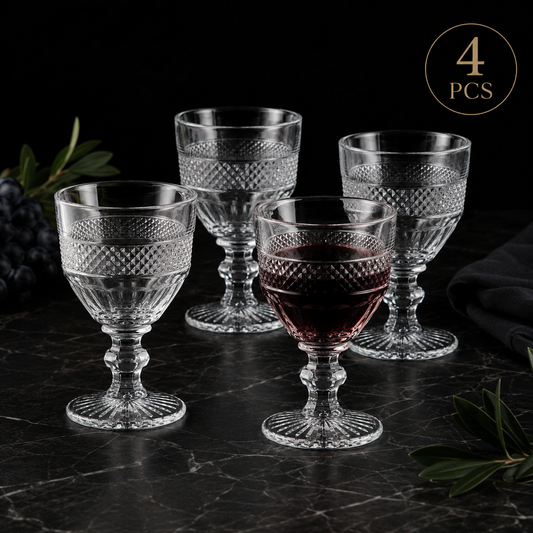 4'lü Uzun Boy Şarap Kadehi Seti (235 ml)