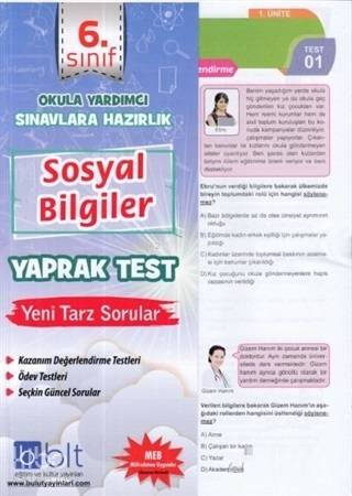 Bulut Eğitim ve Kültür Yayınları Eğitim 6. Sınıf Sosyal Bilgiler Çek Kopar Yaprak Test