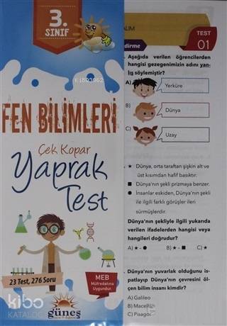 Güneşyolu Yapım Yayın 3. Sınıf Fen Bilimleri Çek Kopar Yaprak Test-Yeni