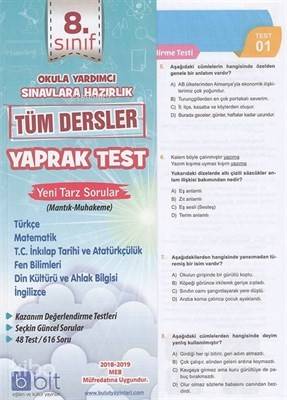 Bulut Eğitim ve Kültür Yayınları Eğitim 8. Sınıf Tüm Dersler Yaprak Test