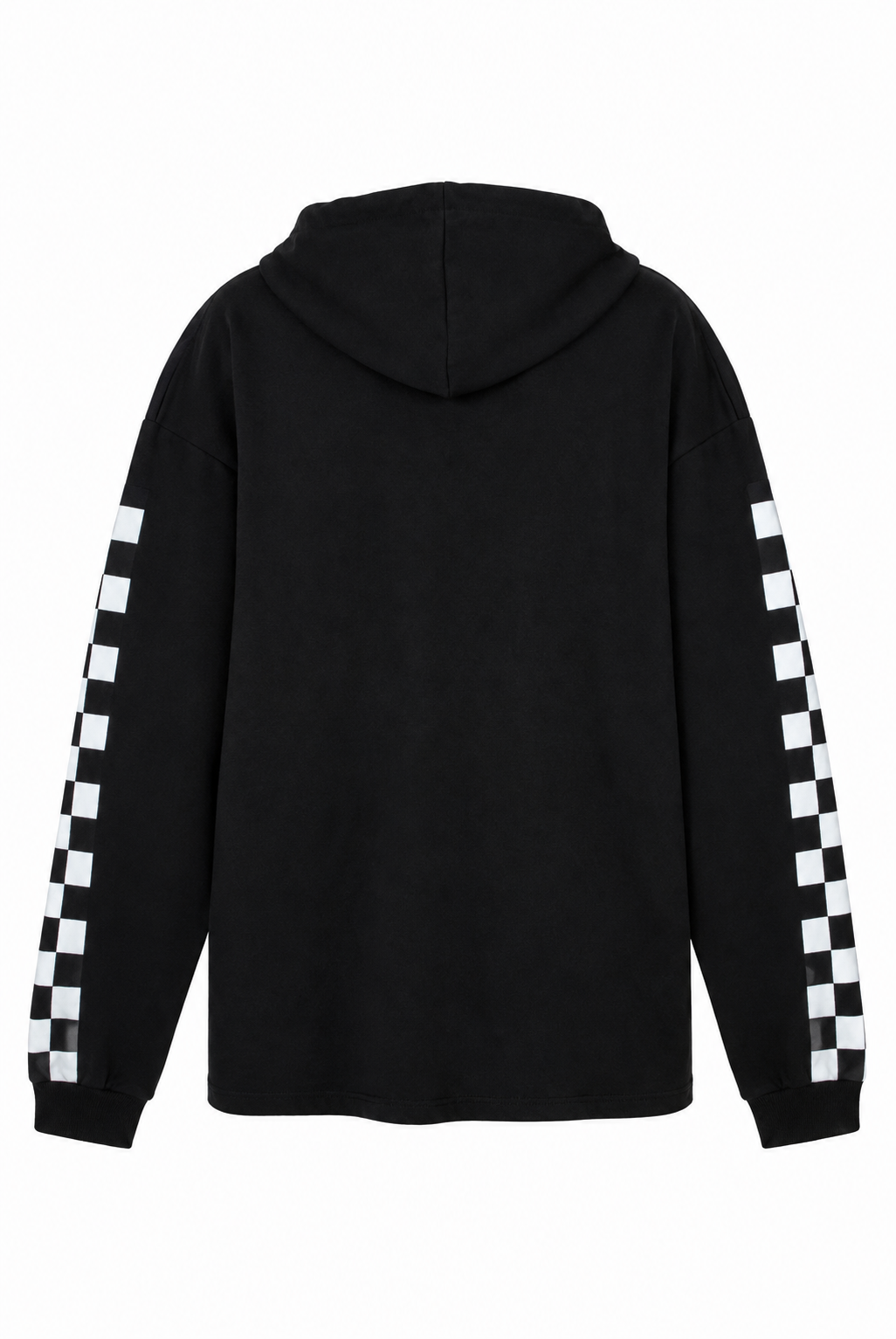 Erkek Çocuk Kapüşonlu Damalı Baskılı Sweatshirt – Siyah