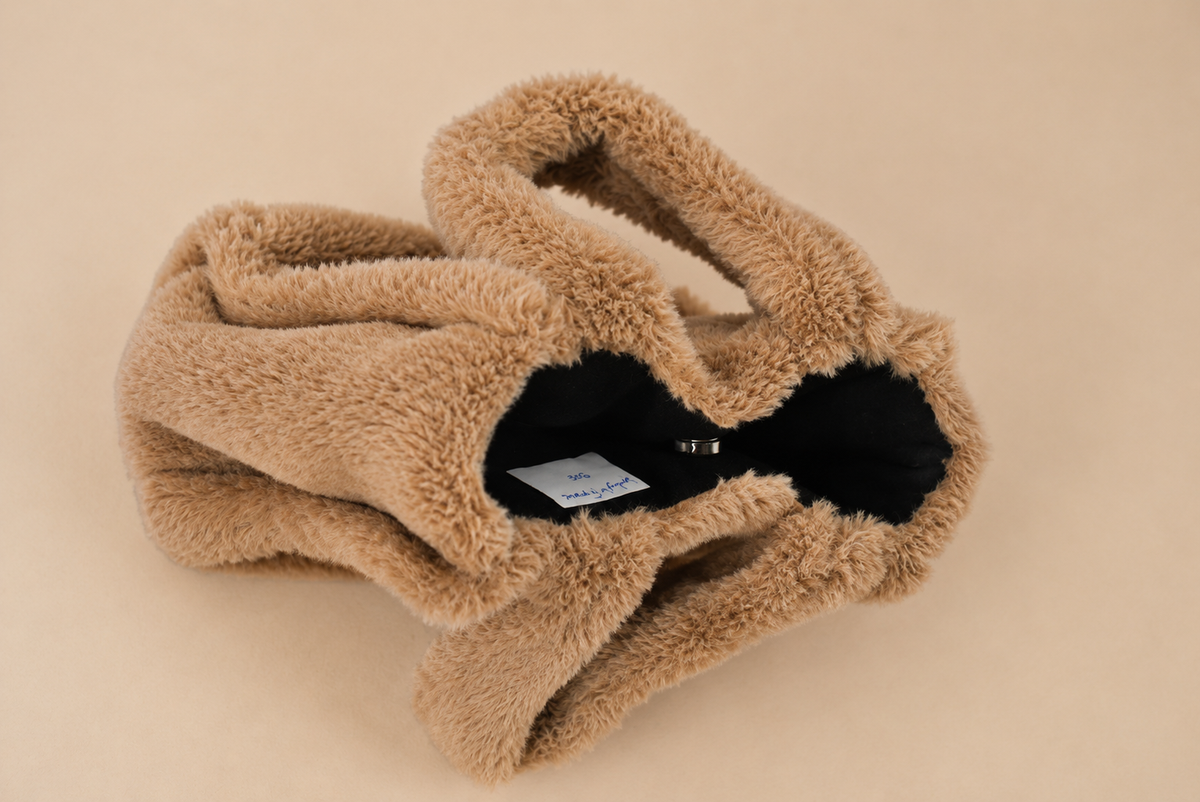Kadın Bej Peluş Teddy El ve Omuz Çantası
