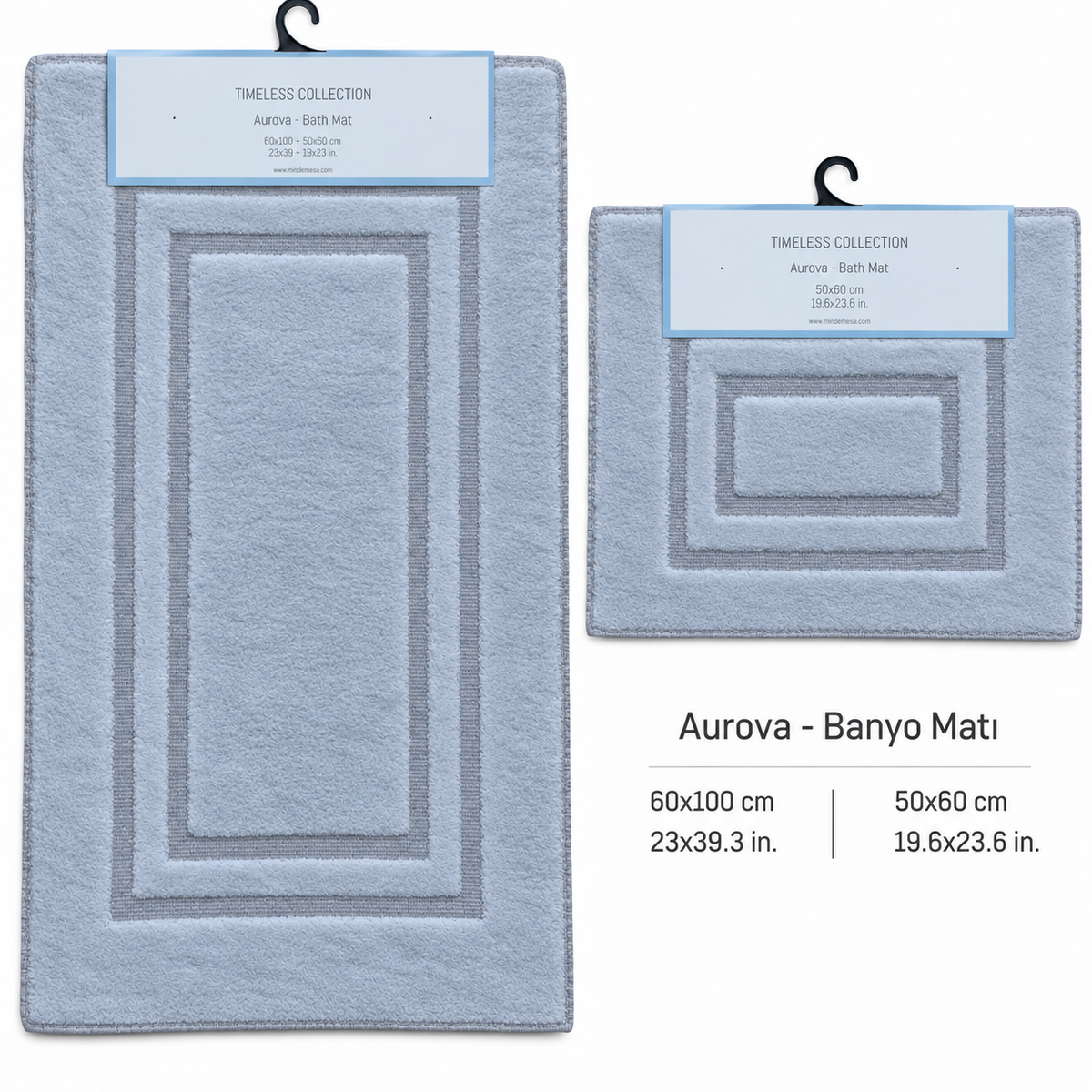 2’li Banyo Paspası Seti (Ekru, Gri, Pudra Pembesi, Bej) 50x60 + 60x100 cm