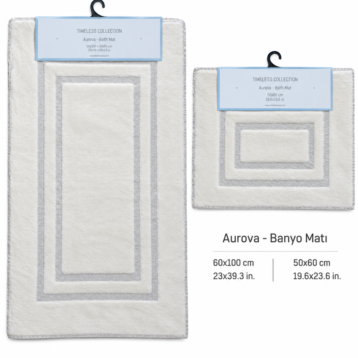 2’li Banyo Paspası Seti (Ekru, Gri, Pudra Pembesi, Bej) 50x60 + 60x100 cm
